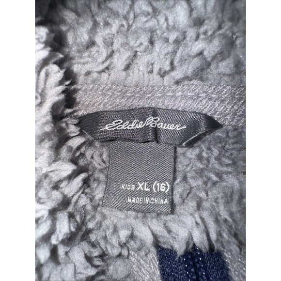 Eddie Bauer Youth Boys Fleece Jacket Gray Full Zip Size 16 Youth XL Blue Hoodie - Picture 5 of 8